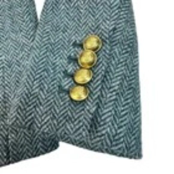 NWOT J.Crew x Moon Campbell jacket in teal wool herringbone tweed - Picture 9 of 13